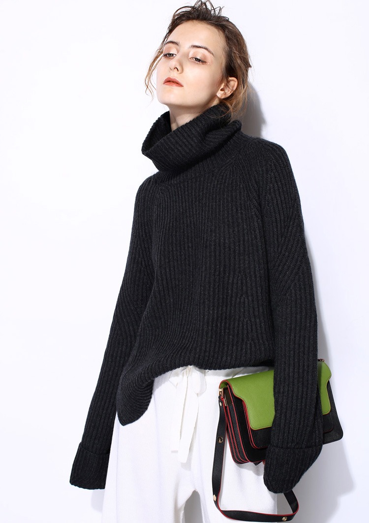 慵懒风毛衣女高领宽松加厚粗毛线18新款套头秋冬装羊毛衫