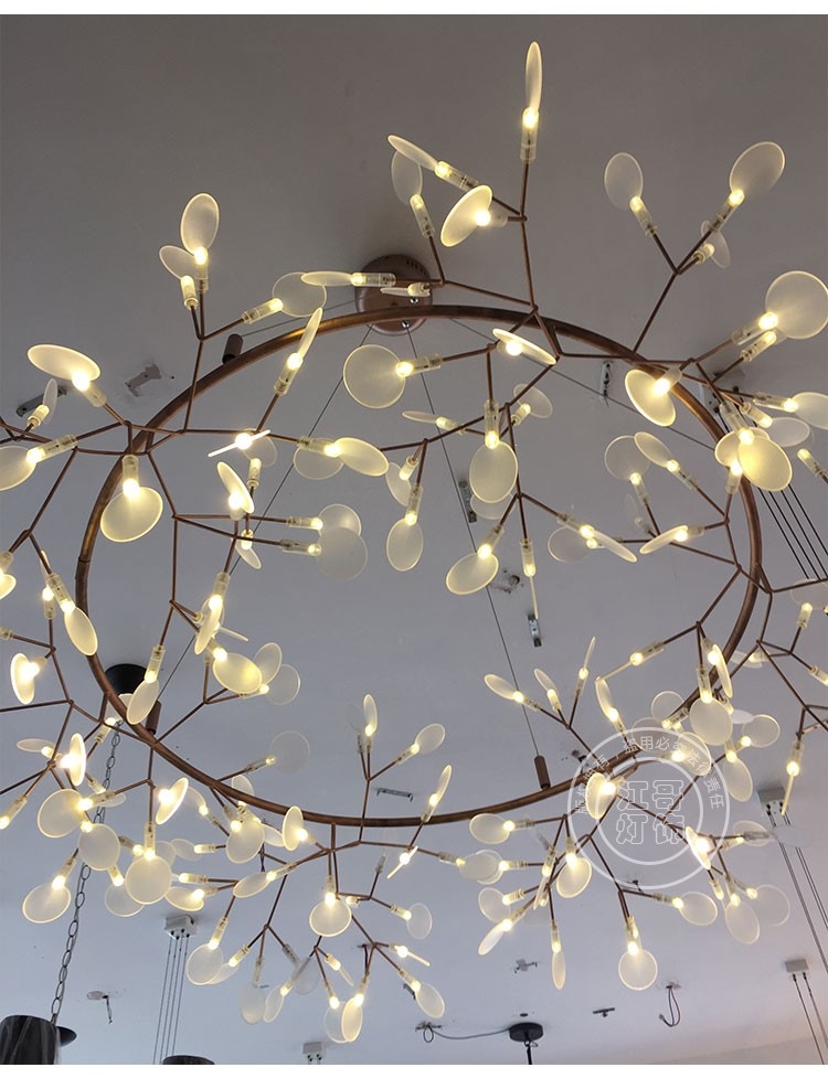 北欧萤火虫吊灯创意后现代客厅灯轻奢艺术环形树枝灯ins网红灯具 直径