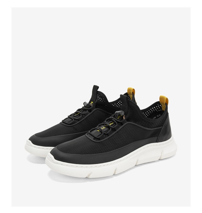 basto/百思图2019夏季专柜同款黑色网布平底男休闲鞋nts01bm9