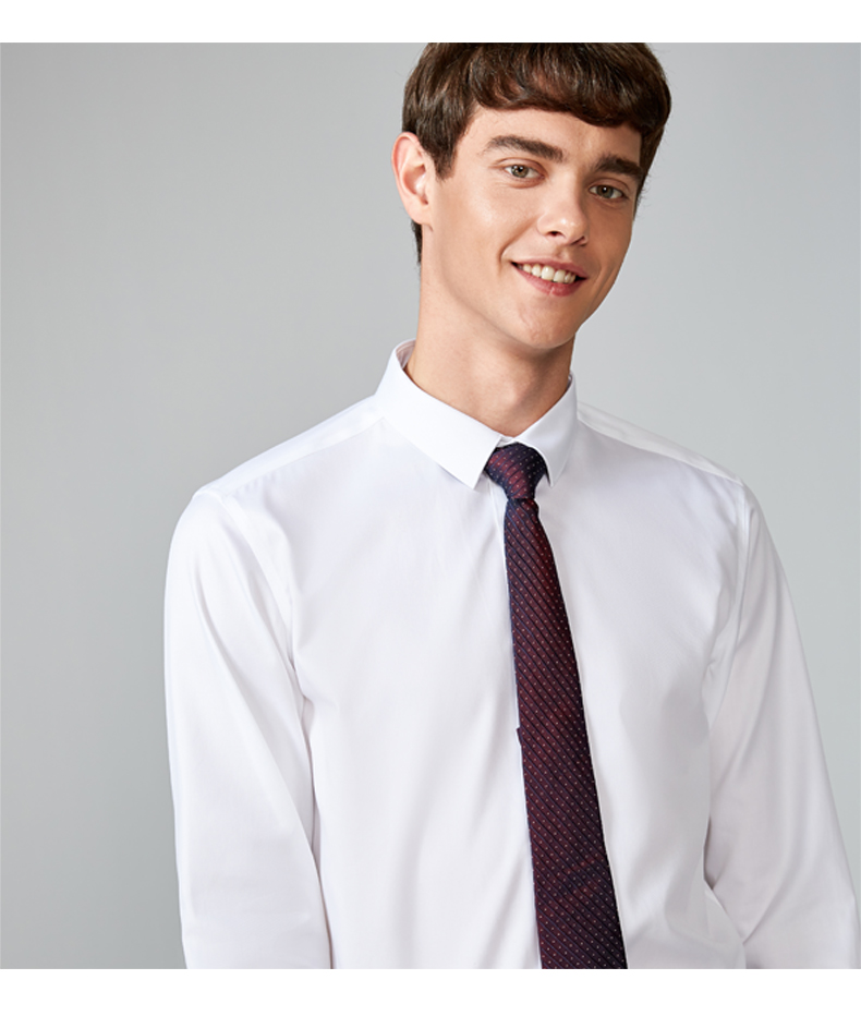 九牧王男装春季中年长袖衬衫男上班族正装商务休闲衬衣男