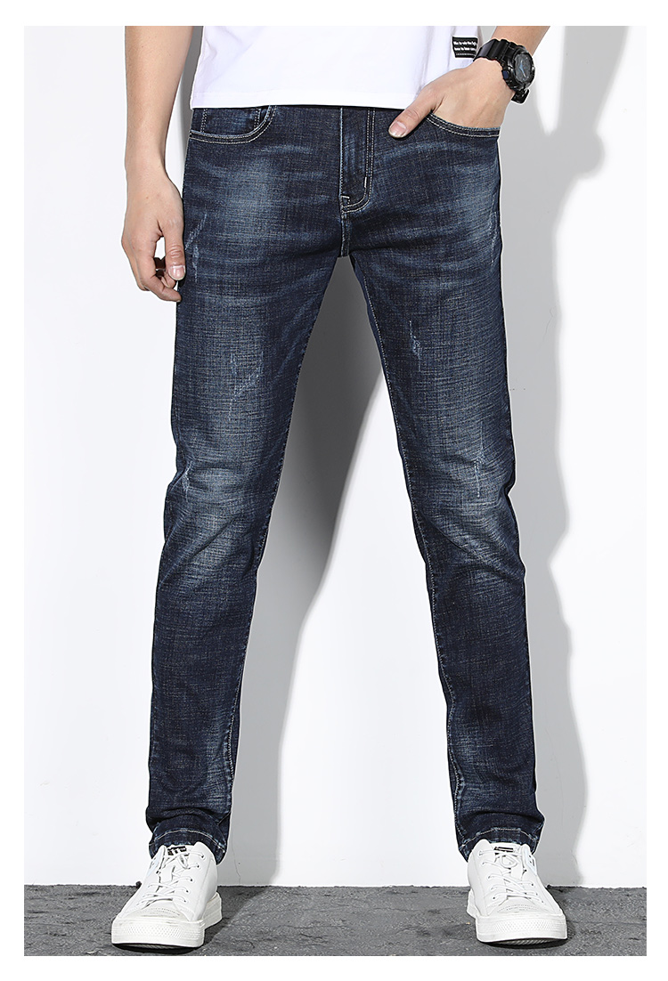 雅鹿男装牛仔裤男时尚弹力显瘦商务休闲修身男士牛仔裤长裤as12fckc