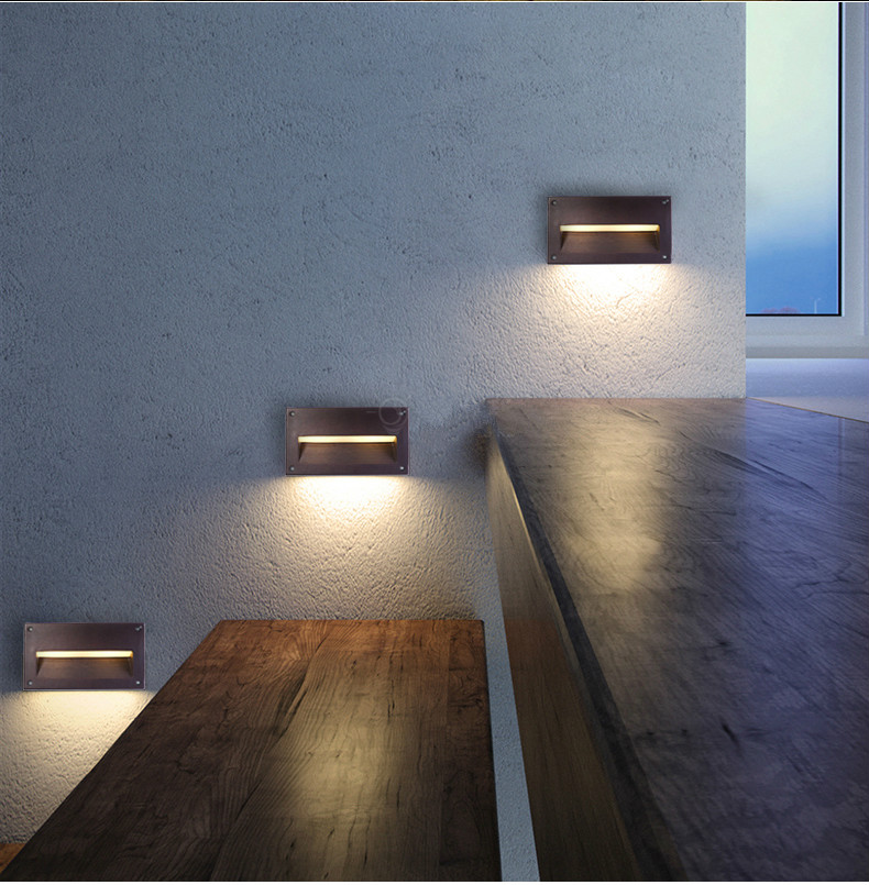 led嵌入式墙角灯具室外防水走廊楼梯台阶踏脚阶梯地脚线过道壁灯波迷