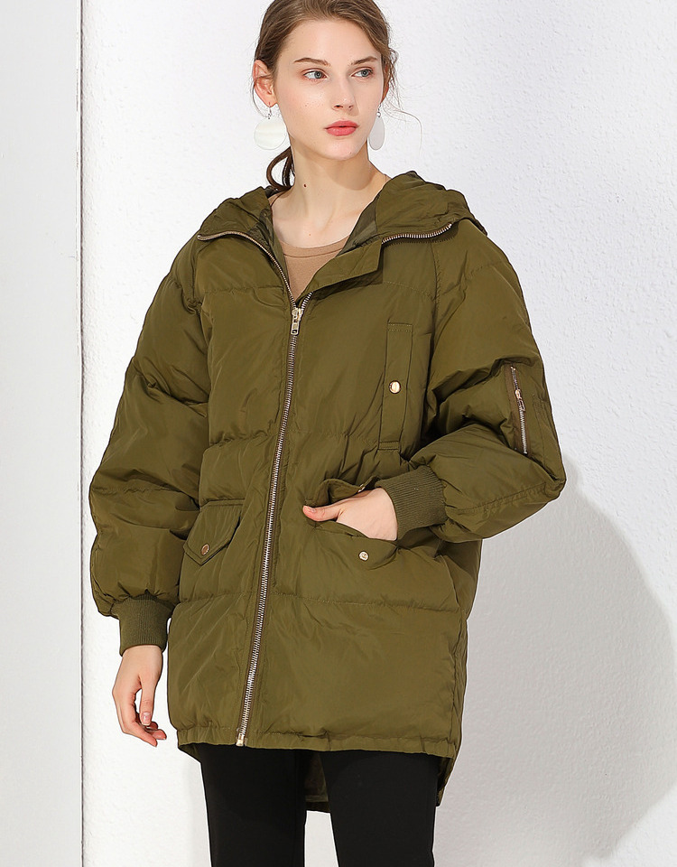 美丽衣橱羽绒服女中长款2018冬新款专柜正品时尚白鸭绒连帽外套