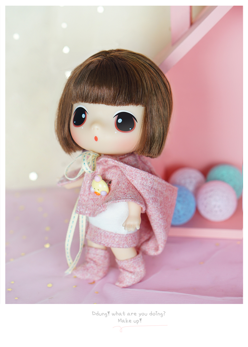女孩玩具可爱儿童礼物冬己迷你粉色斗篷换装搪胶娃娃fde1827