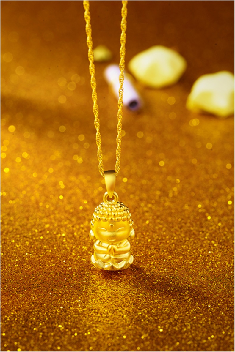 周大福珠宝首饰佛足金黄金坠r19030