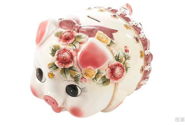 储蓄罐大号陶瓷材质小猪造型送儿童生日家居桌面摆件