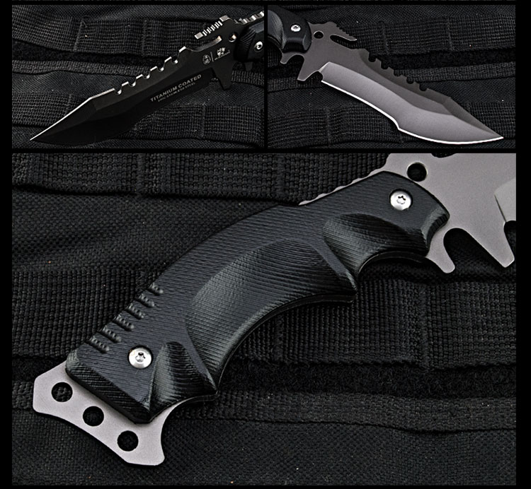 hxoutdoors汉道三叉戟户外刀具防身军工刀退役直刀野外求生军刀随身