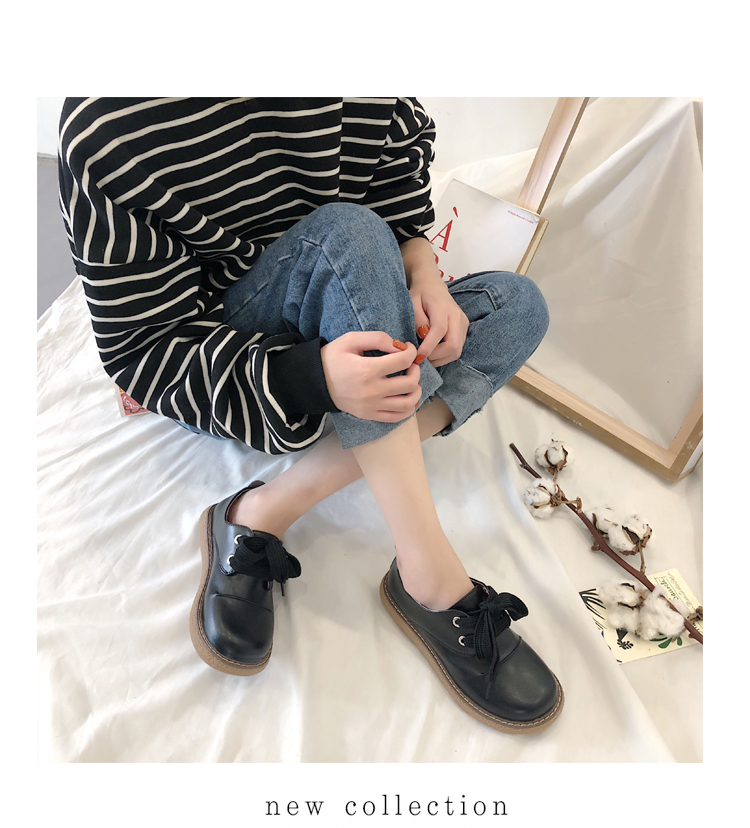 系带大头娃娃鞋女学生韩版百搭ulzzang软妹ins原宿风复古日系小皮启如