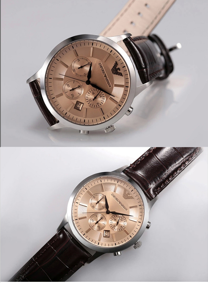 emporio armani 阿玛尼 香槟色皮带 多功能石英表 男表 ar2433