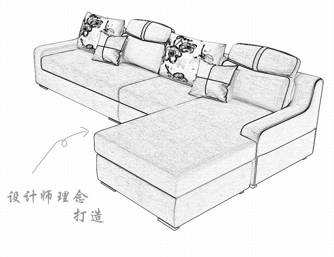 现代简约客厅沙发大小户型布艺沙发可拆洗转角组合布沙发家具8040