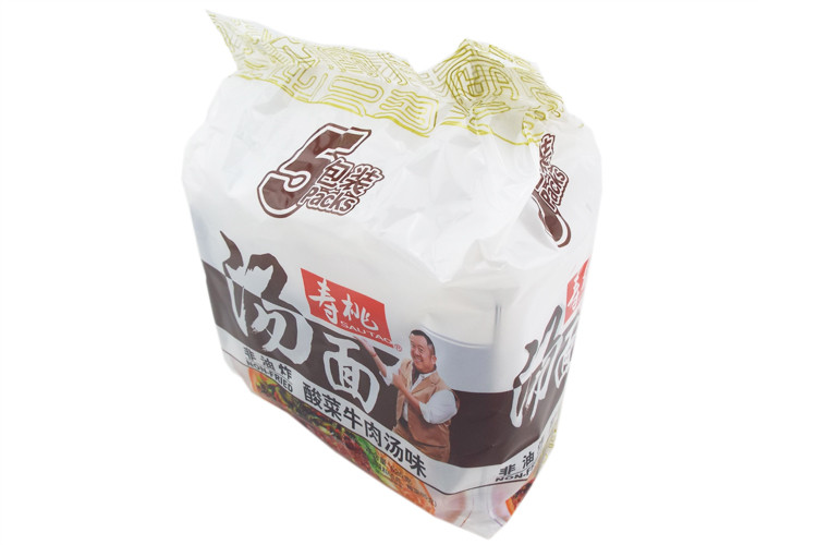 寿桃牌非油炸汤面酸菜牛肉汤味525g5连包面食方便面