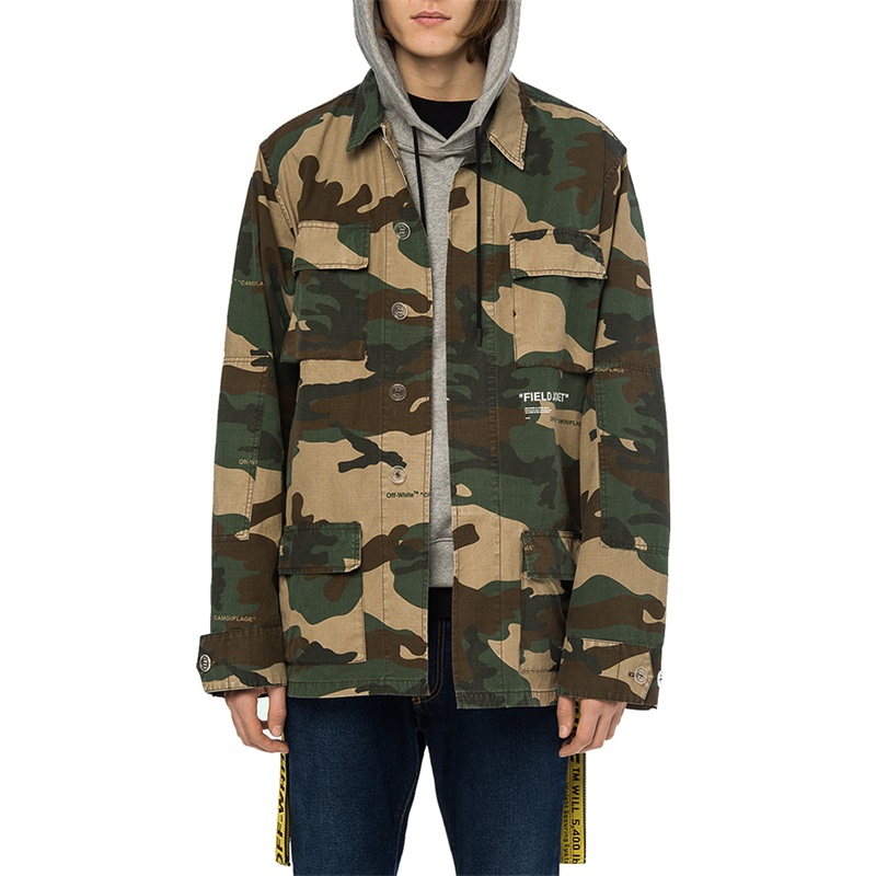 offwhite美国潮牌男士棉质个性迷彩夹克外套