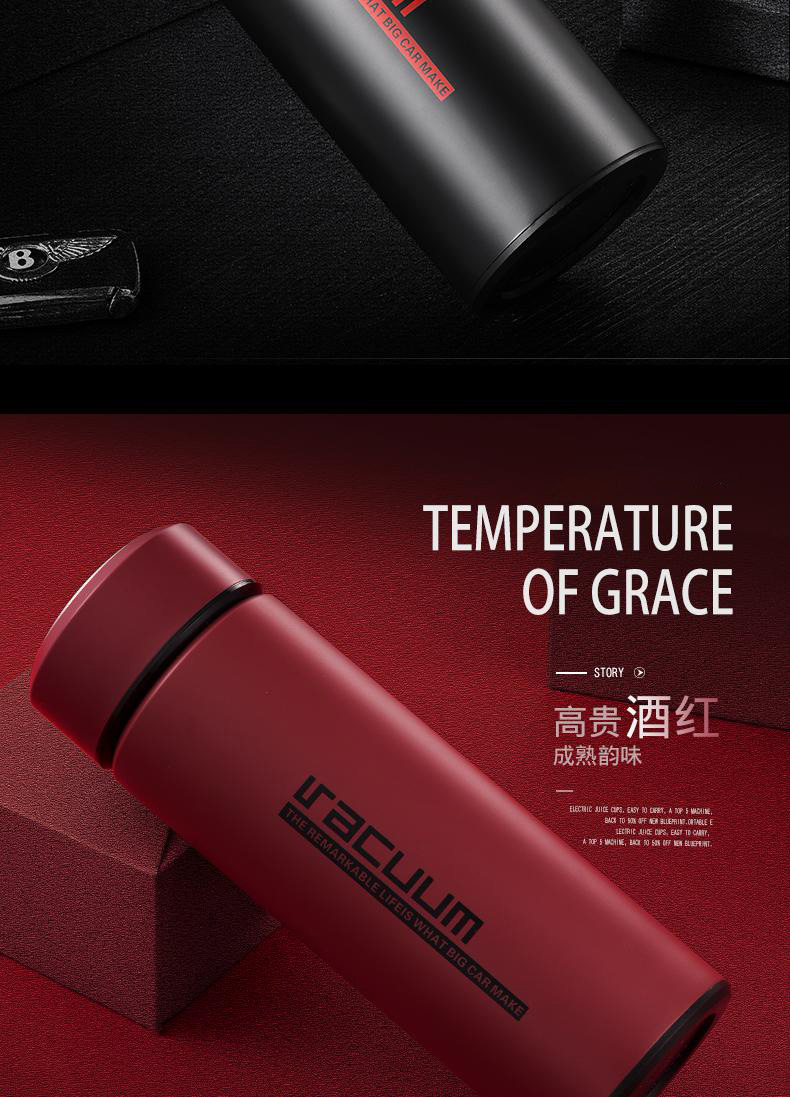 古琦guqi保温杯男士女高档不锈钢商务直身便携水杯子定制刻字泡茶杯