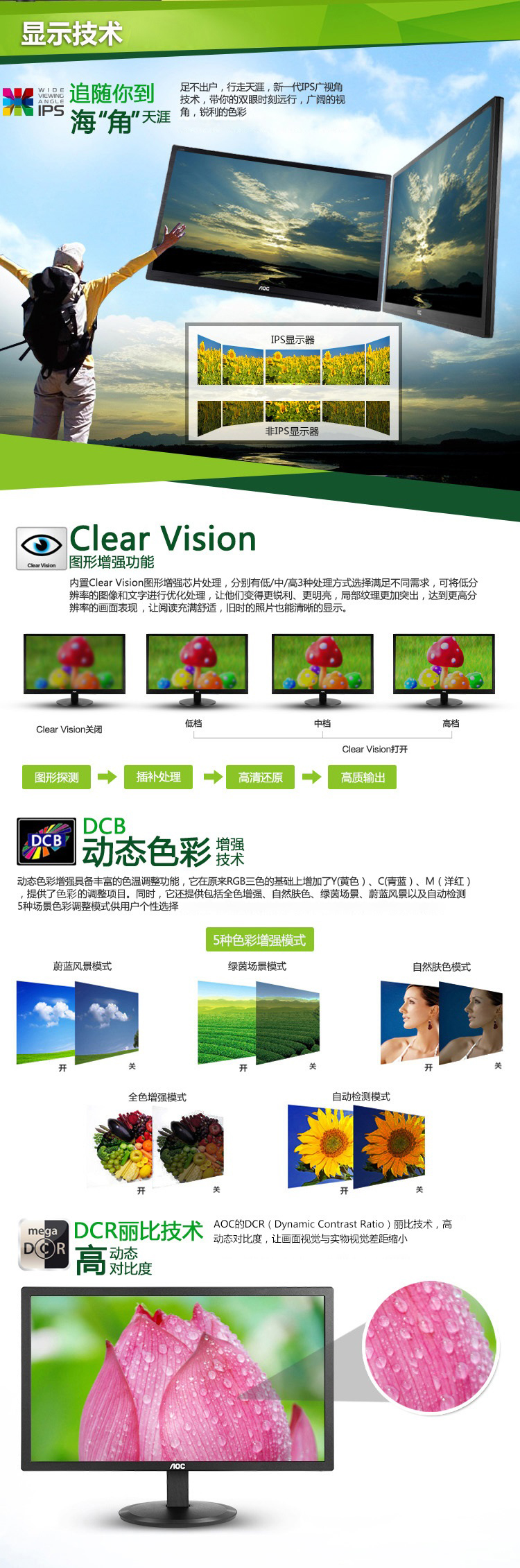 AOC I2080SW 19.5英寸IPS广视角 窄边框健康护眼宽屏液晶显示器