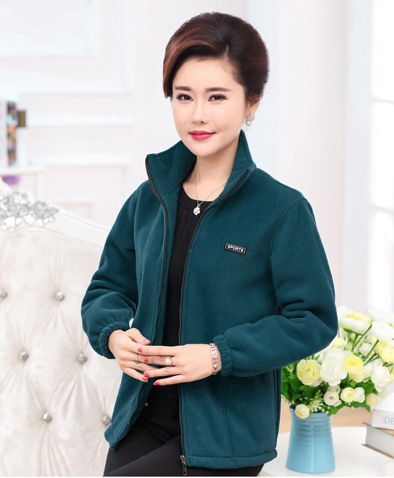 薇姬桑妮春秋中老年人女装长袖立领外套大码卫衣短款妈妈秋冬装加厚上