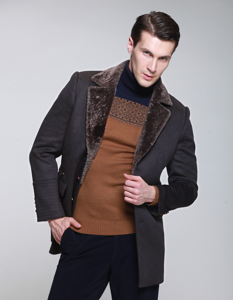 美尔雅mailyard男式短套羊毛商务休闲男士毛呢大衣秋冬上衣外套046