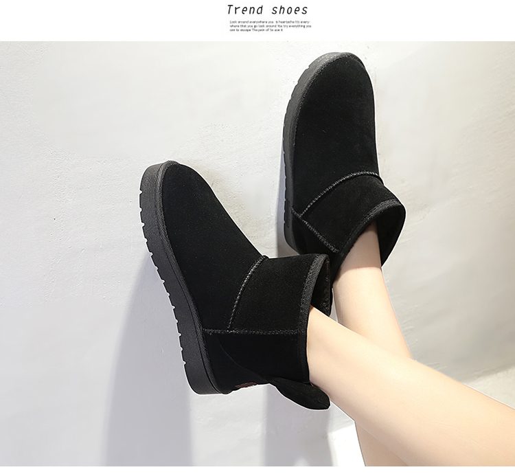 bw9新款雪地靴女短筒韩版百搭学生2017新款短靴厚底棉鞋冬季靴子女潮