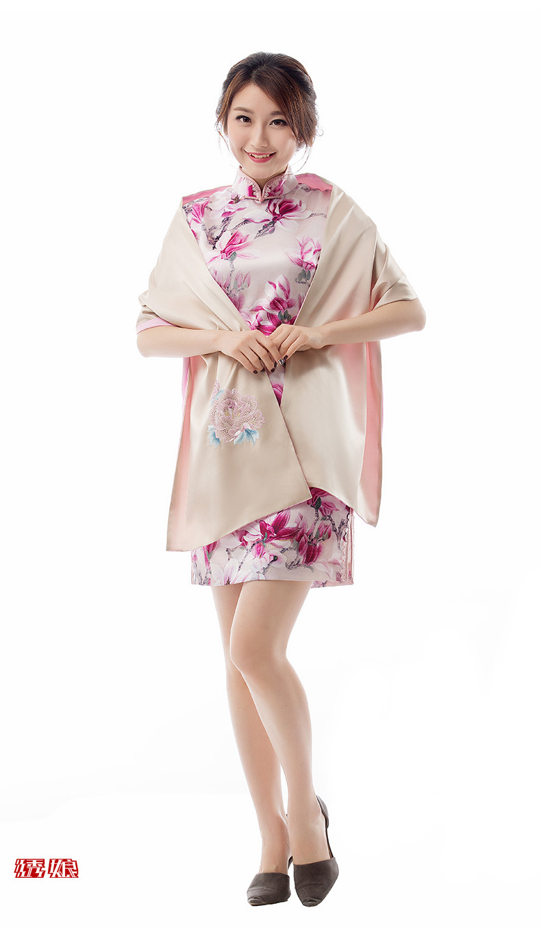 绣娘丝绸高档苏州丝绸刺绣围巾复古中式旗袍披肩双层苏绣丝巾