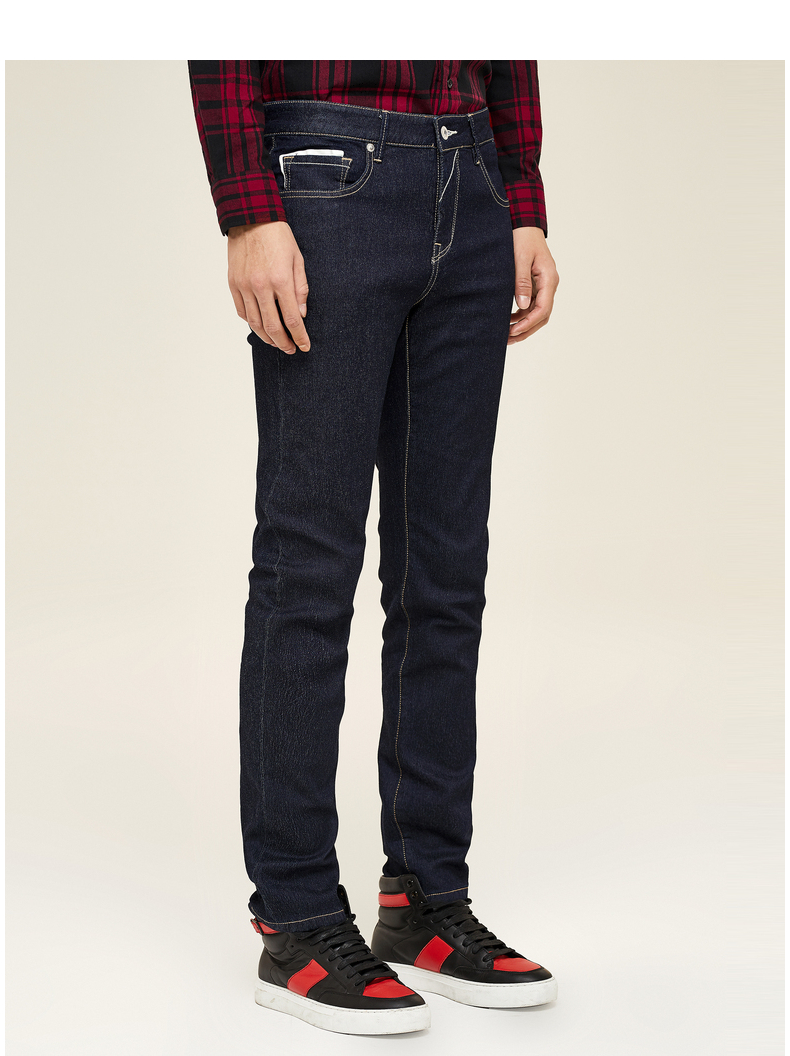 gxg牛仔裤男装 秋季男士时尚潮流气质休闲都市深蓝色修身牛仔长裤