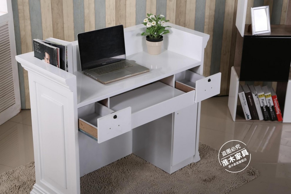 淮木烤漆欧式简约服装店收银台小吧台柜台美容院前台电脑桌烤漆白色