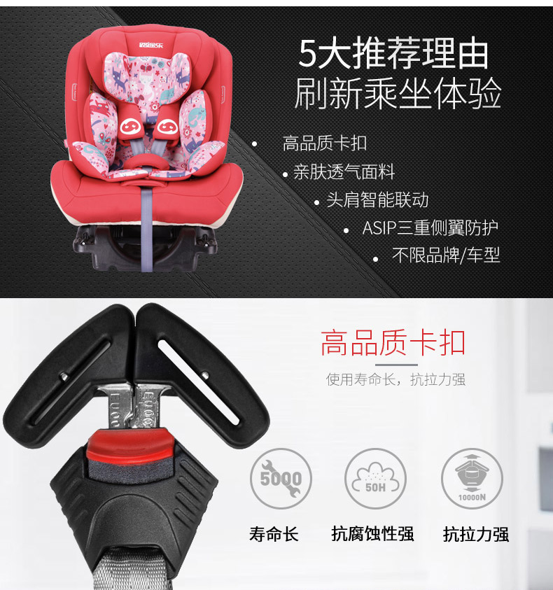 【苏宁自营】路途乐 汽车儿童安全座椅 路路熊AIR-S 坐躺可调（0个月-12岁） 酷酷黑