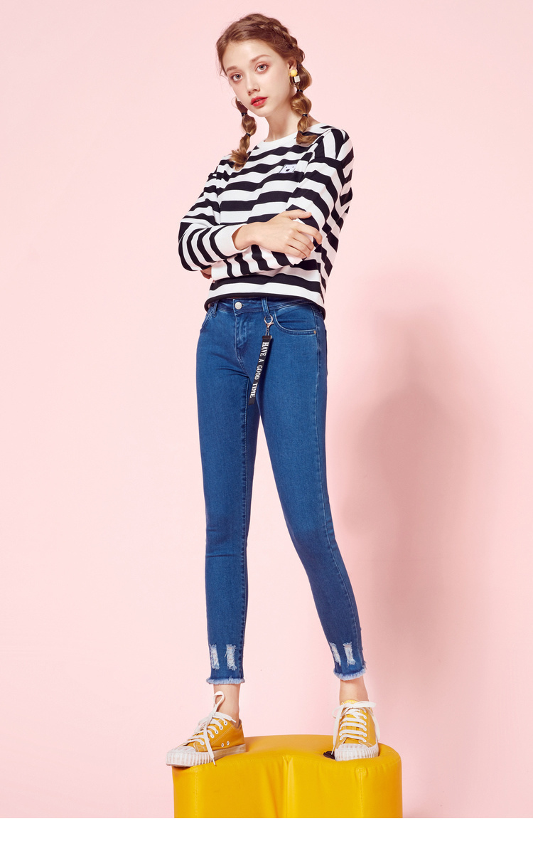 semir森马牛仔裤女春秋2018新款紧身裤韩版磨毛小脚裤显瘦休闲女裤装