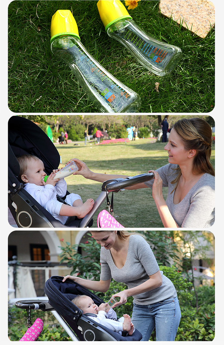 M&M弧形玻璃奶瓶经典系列（240ml标口）适用年龄0-3岁