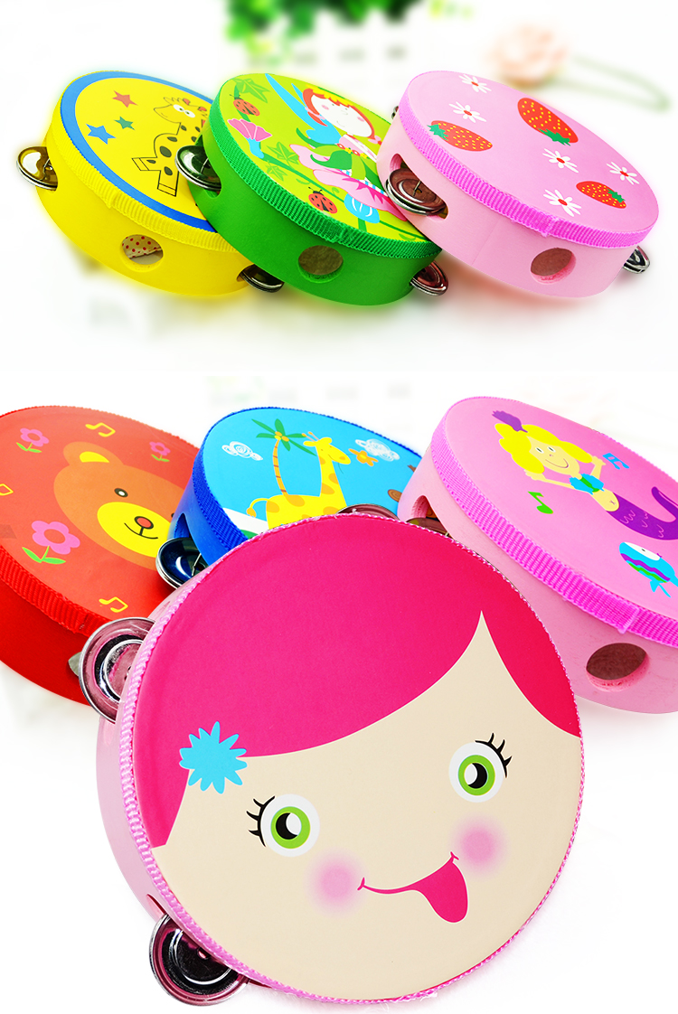 网童奇贝儿童手拍鼓手铃鼓摇铃小乐器铃鼓幼儿园老师用表演手鼓小号10