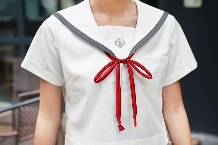 mtiny正统日式水手服学生装一本灰领小猫胸裆刺绣jk制服短袖校服套装