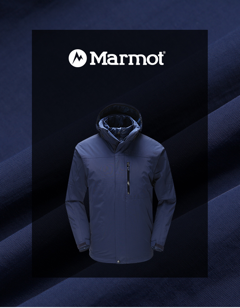 marmot/土拨鼠户外运动男士防泼水透气保暖羽绒内胆三合一冲锋衣