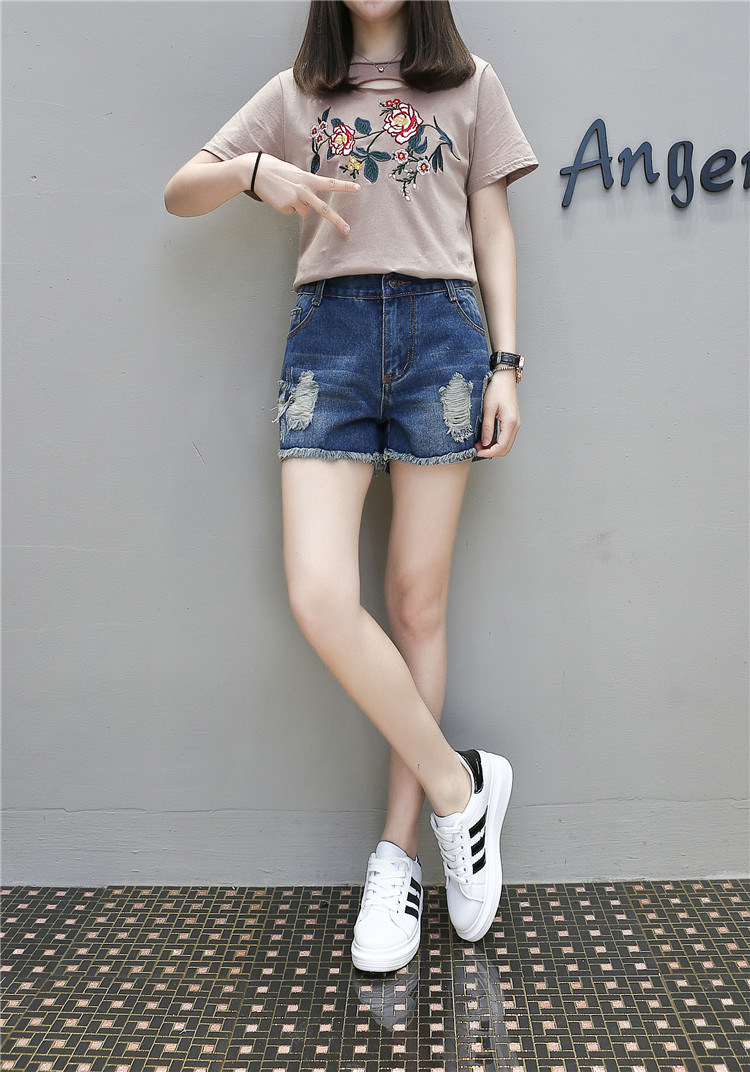 mtiny加肥加大码牛仔短裤女胖mm潮夏破洞学生宽松胖妹妹大号200斤热裤