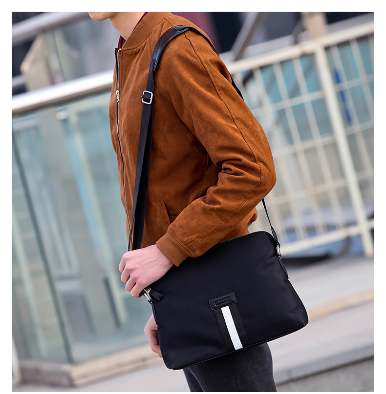 防水男包牛津布单肩包商务休闲斜挎包韩版男士包包帆布潮流背包横