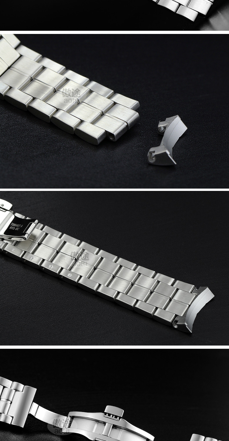 傲途表链适用天梭1853t086豪致钢带精钢链钢带手表带男22mm银色