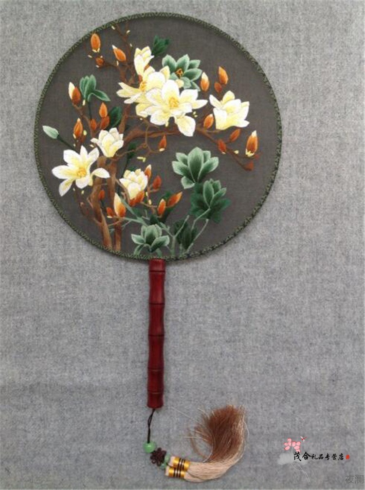 苏绣手工刺绣宫扇绣花扇子双面绣成品礼品中国风团扇