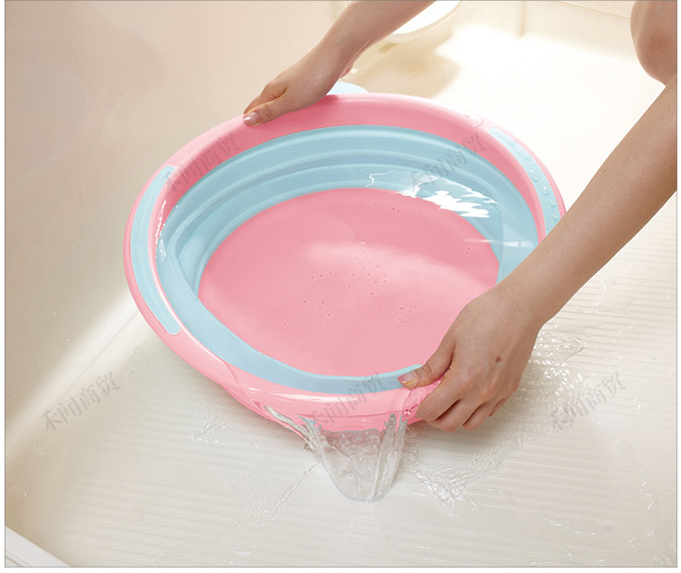 日本进口折叠盆便携旅行水桶硅胶洗脸盆洗衣盆泡脚盆钓鱼盆