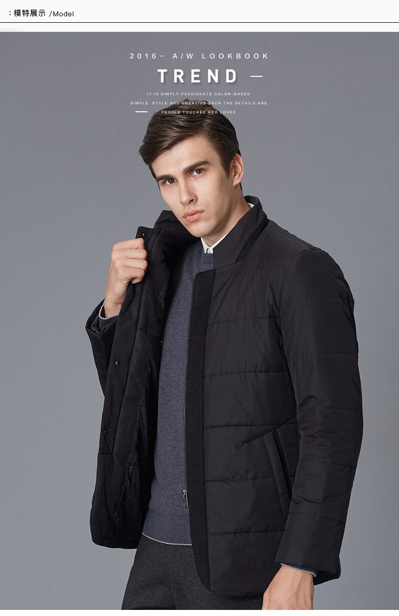 osd奥斯迪男装棉衣男中年修身男士立领外套冬款休闲短款保暖棉服16q15