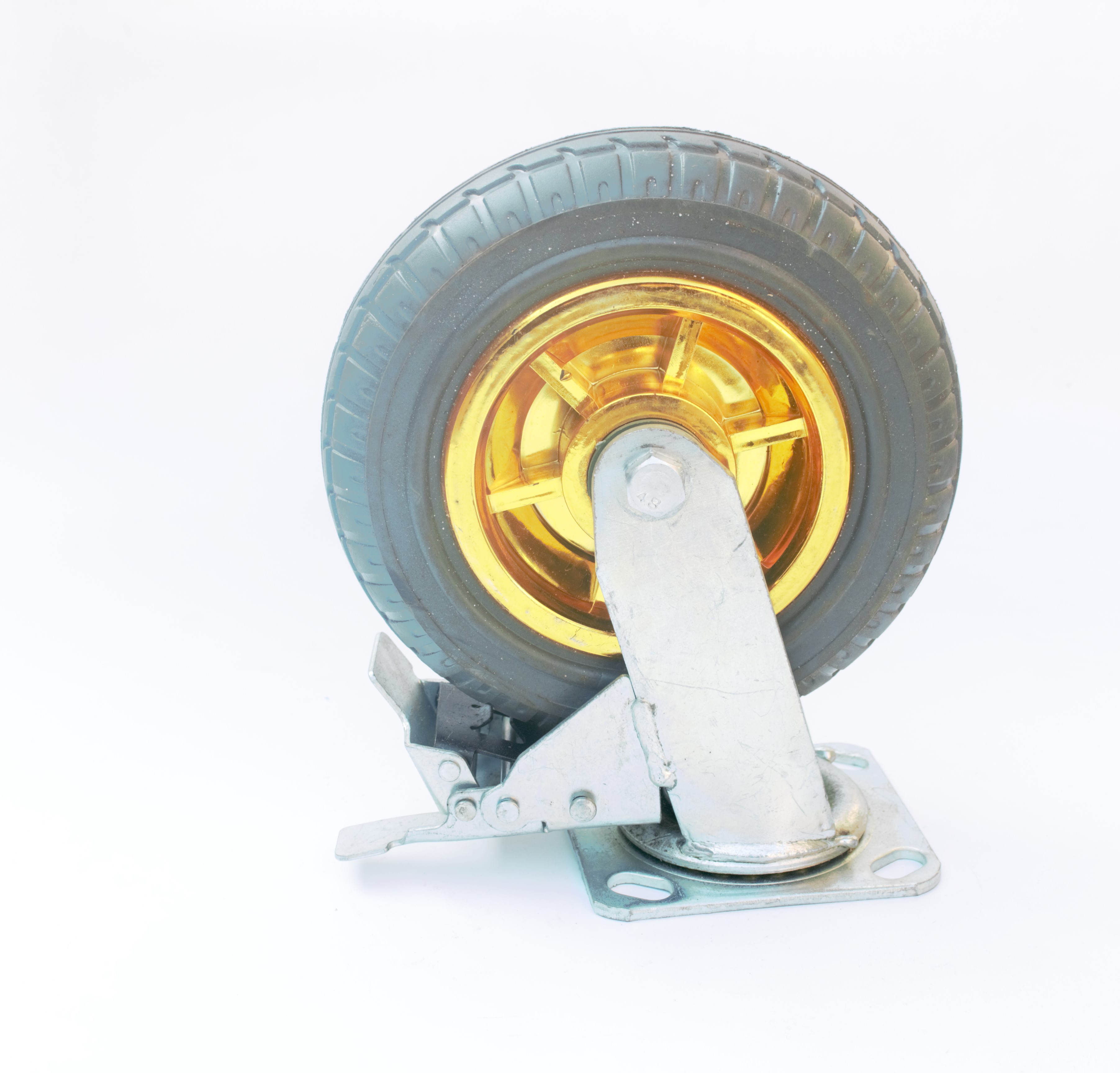 6寸静音重型万向轮4寸5寸8寸实心橡胶轮子手推车轮子工业脚轮