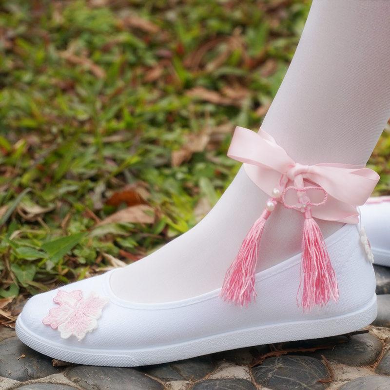 启如女士圆头单鞋579054157210 古风改良汉服鞋子女搭配古装学生白色