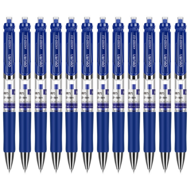 得力delis01中性笔中性笔05mm弹簧头12支盒5盒