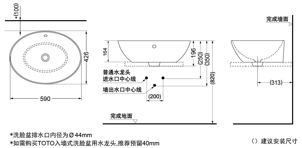 半嵌入式台上盆安装图图片