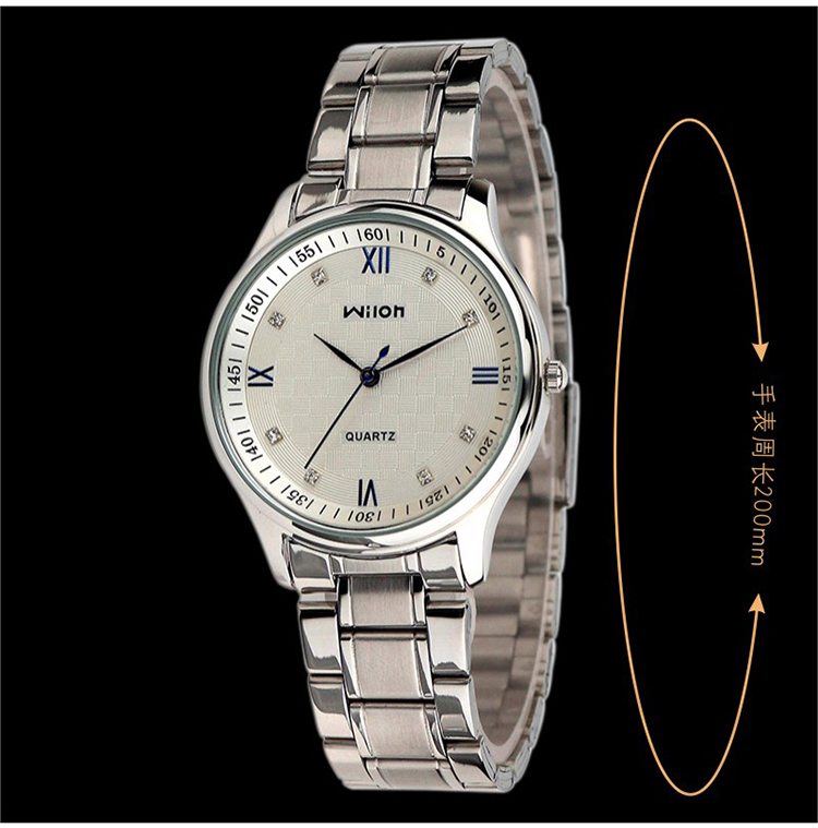 chinowilon手表经典罗马刻度男士表国产品牌休闲情侣表水钻石英表女士