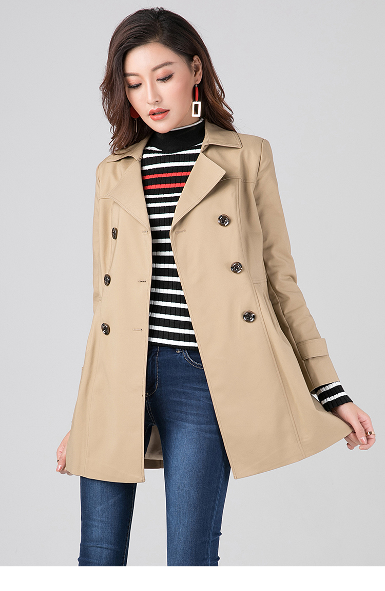 逸阳秋季西装领中长款风衣1002