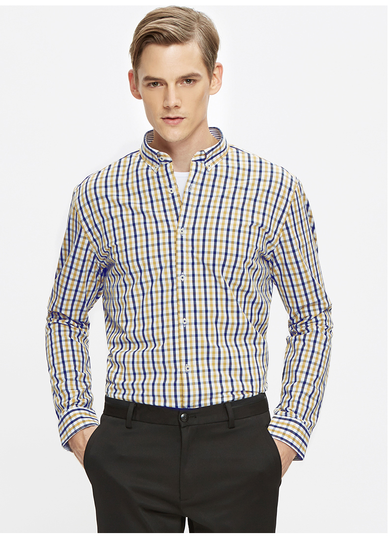 虎豹秋冬季男士加绒衬衫男长袖加厚时尚格子纯棉衬衫青年保暖衬衣男装