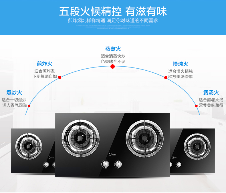 美的(Midea) 燃气灶JZT-QL303B天然气灶具嵌入式黑晶面板燃气灶