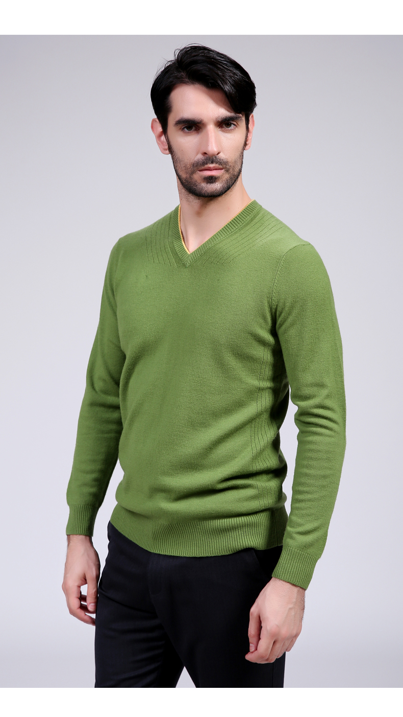 邦纳斯(baniss)男士针织/毛衣 办公室常备绿色男士v领舒适保暖商务