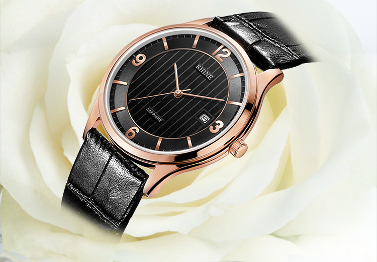 自营rhine莱茵手表皮带时尚系列超薄防水石英情侣表89121