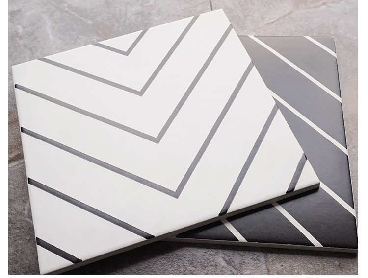 北欧简约现代黑白几何线条花砖厨卫客厅浴室卫生间地砖厨房墙砖壹德壹