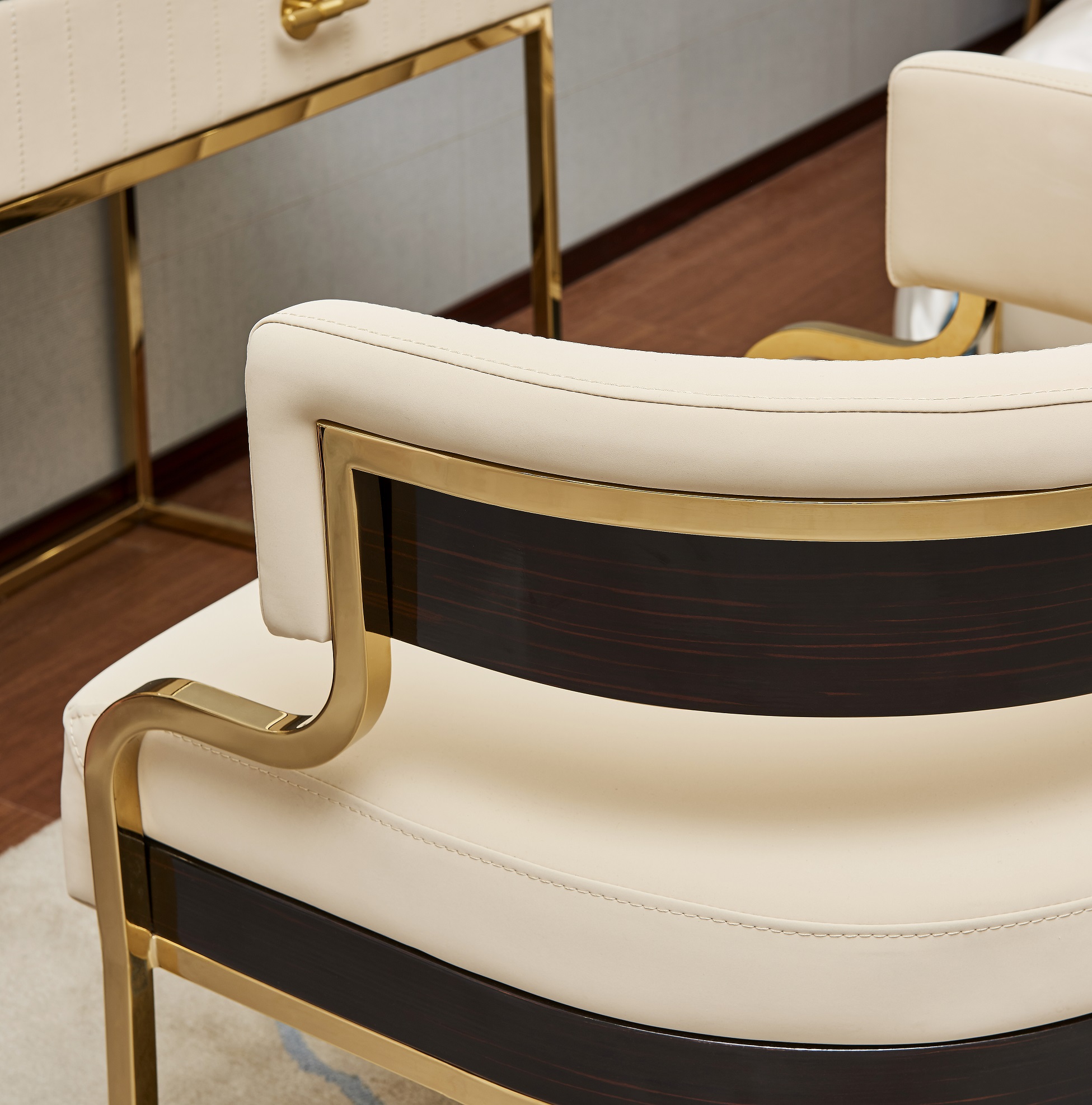 菲尼其椅子/凳子tt-sy90书椅 轻奢后现代布艺软包单人沙发椅不锈钢