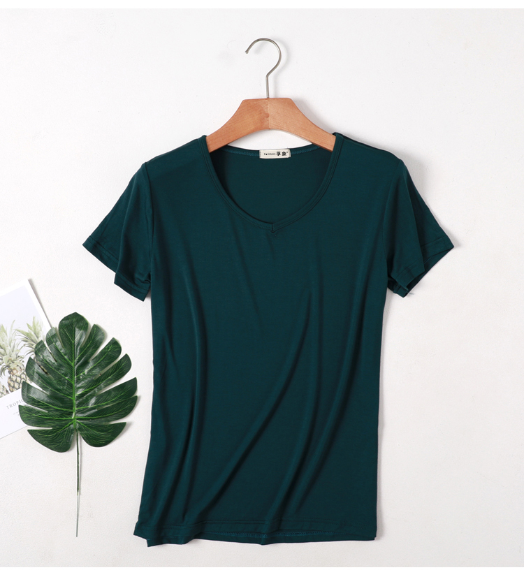 80160斤夏季新款韩版莫代尔t恤女大码短袖半袖宽松纯色圆领领t恤