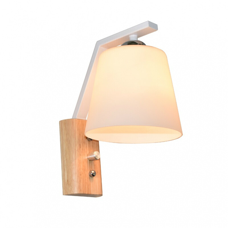 led遥控壁灯北欧床头灯卧室灯具创意现代简约实木客厅可光壁灯